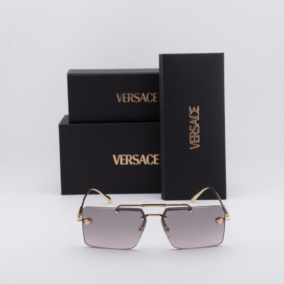 Versace VE2245 100258 Rectangle Sunglasses – Gold/Pink Gradient - Picture 2 of 10